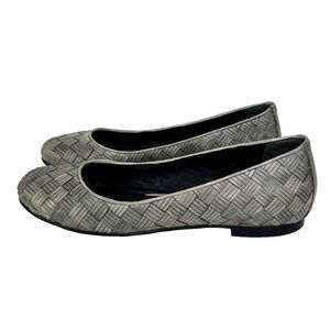 Cole Haan Woven Braided Gray Leather Ballet Flats Classic Slip On Shoes Womens 7